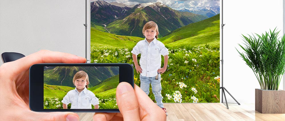 custom backdrop photosession of a boy