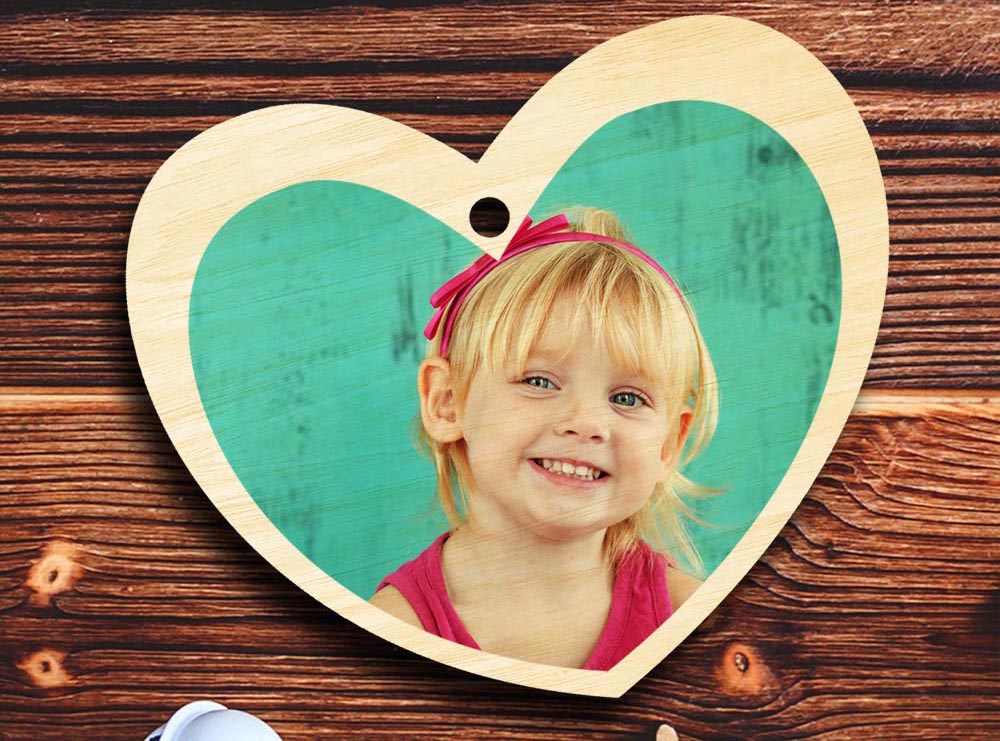 ornament on wood heart shape